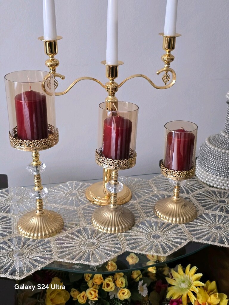 3 lü gold bal rengi cam samdam - 3