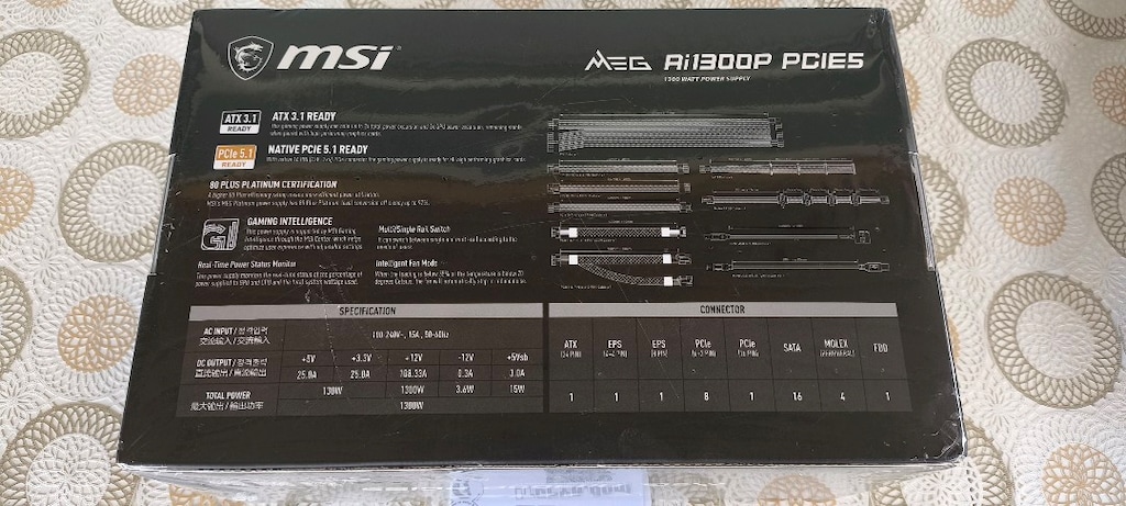msi meg ai1300p pcie5.1 ATX 3.1 platinum güç kaynağı sıfır - 6