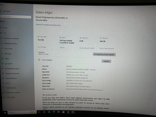 Sahibinden Full Set Nokta Hatasız Oyun Bilgisayarı