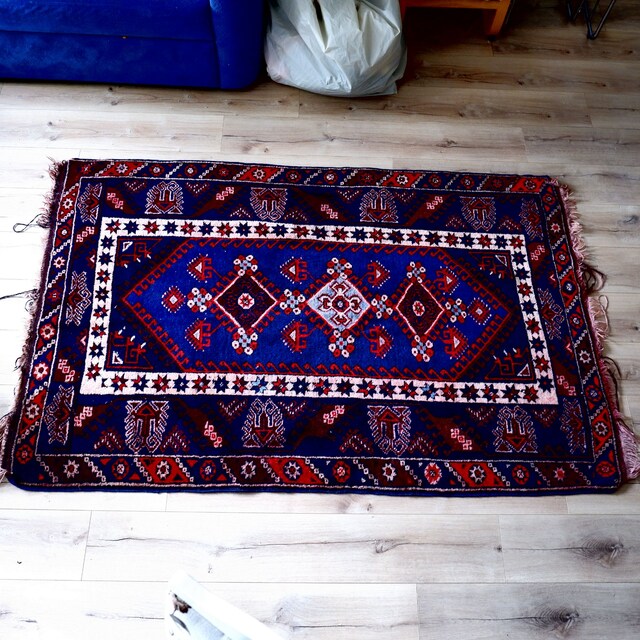 El Dokuma Vintage Halı 190x120 cm – Asmaaltı Modeli, %100 Yün, 1980