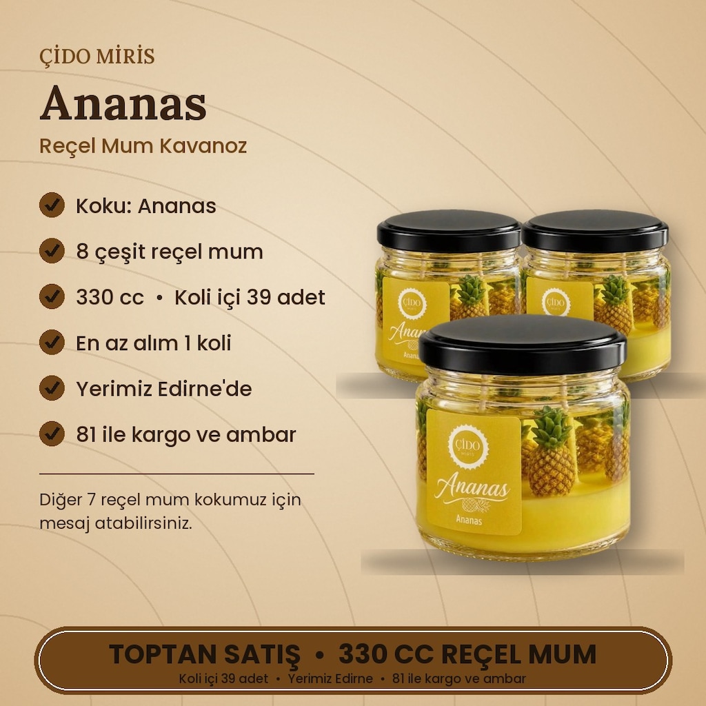 ÇİDO MİRİS ANANAS REÇEL MUM 330CC SIFIR - 2