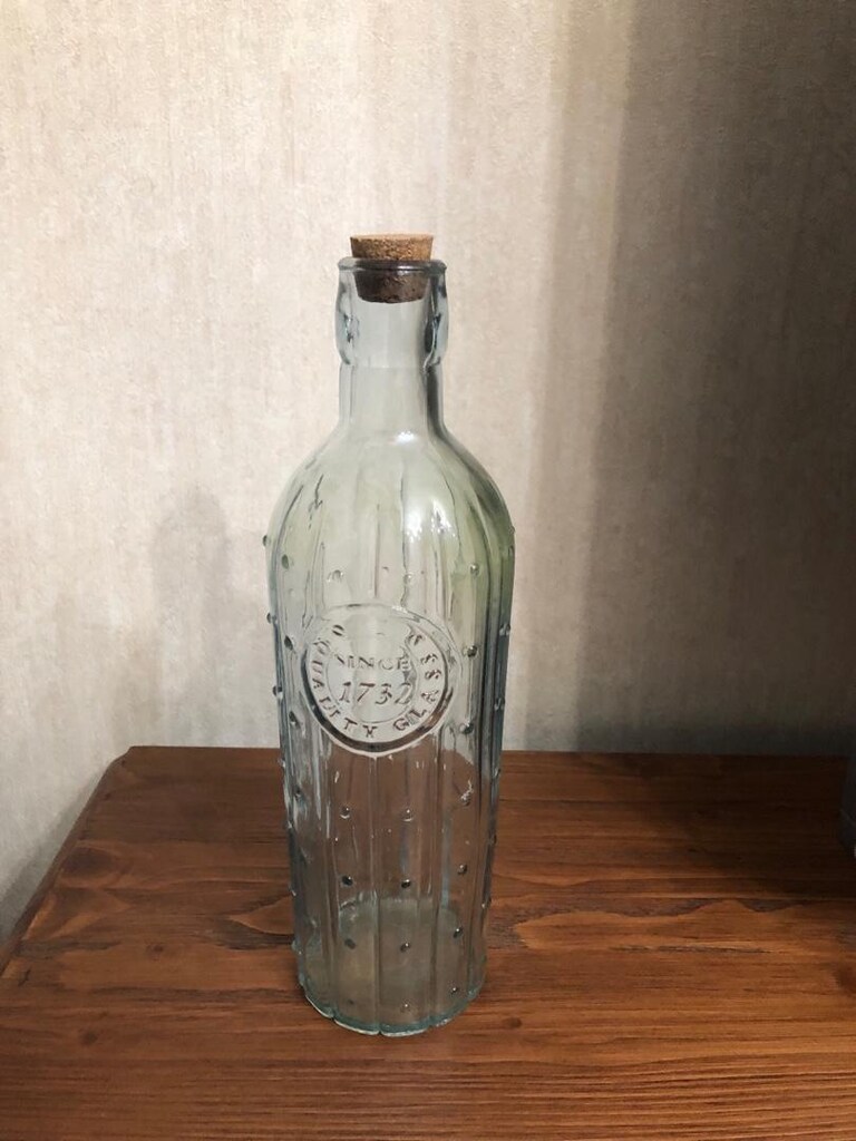 30 cm Kabartma İşlemeli Cam Şişe - 2