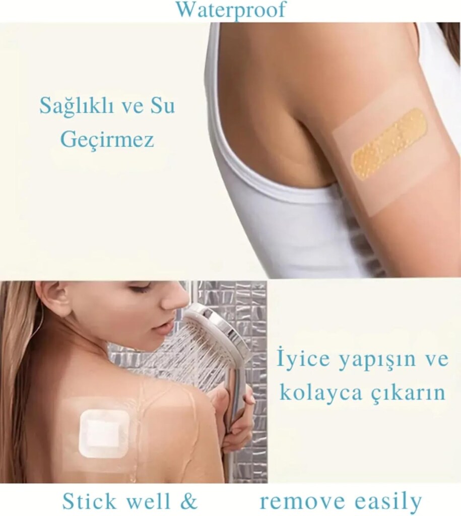 5cmX100cm Tıbbi Su Geçirmez Şeffaf Bandaj Duş Bandı Yara Bandı Dövme - 3
