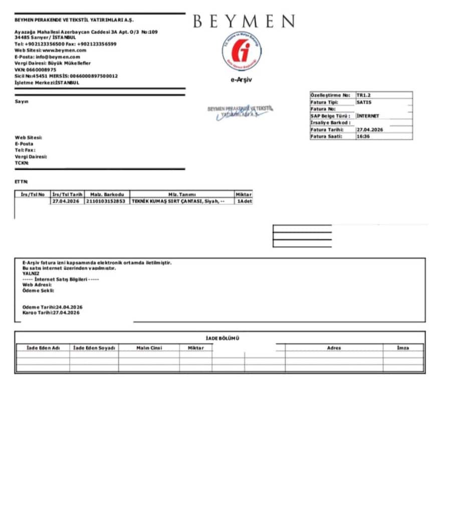 BEYMEN Teknik Sırt Çantası (Etiketi Çıkarılmamış) - 7