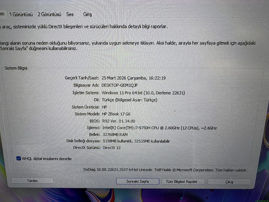 HP ZBOOK İ7 9. NESİL 32 GB RAM 1 TB NVME QUADRO T1000 - 6