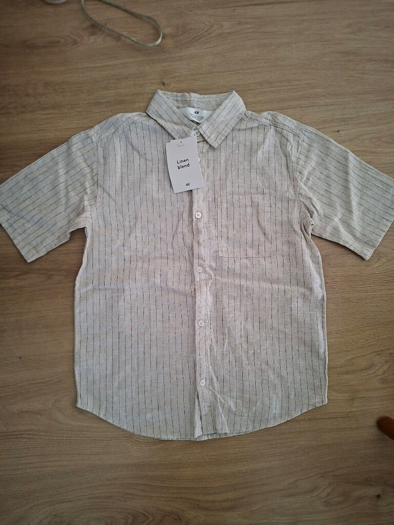 H&M 9-10 Yaş Çizgili Bej Gömlek