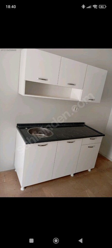 150 cm mutfak dolabı ve paslanmaz çelik evyeli mermerit tezgah - 12