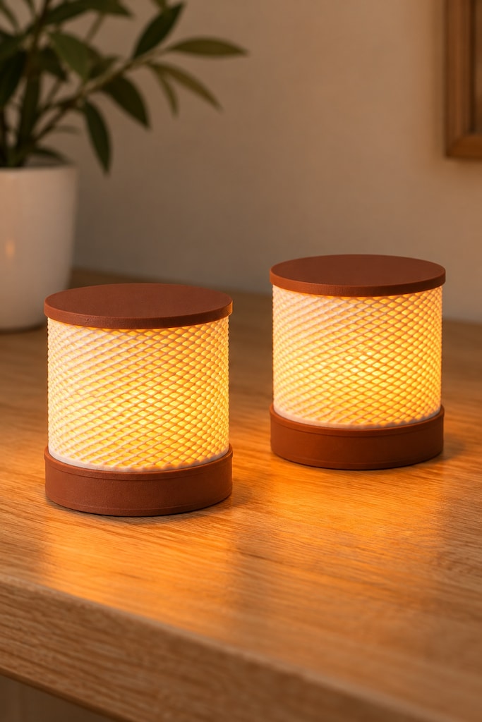 2'li Dekoratif Tealight Mumluk Seti- Pilli LED Mum Dahil - 2