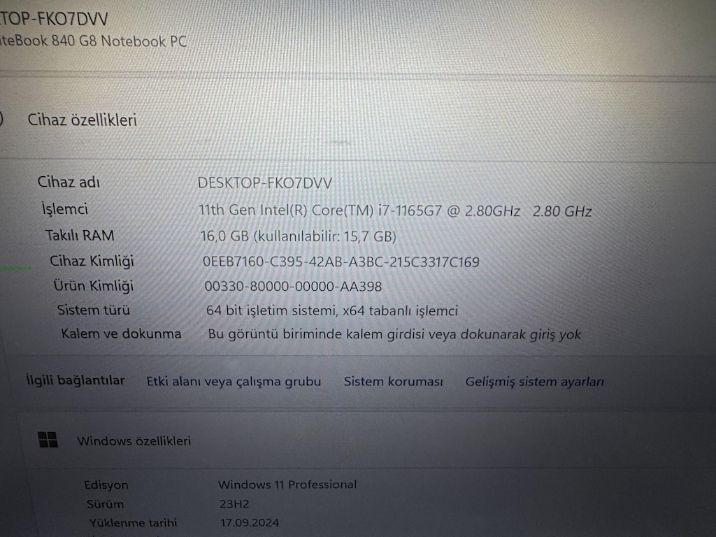 HP ELİTBOOK İ7 11. NESİL 16 GB RAM 256 M2SSD - 3