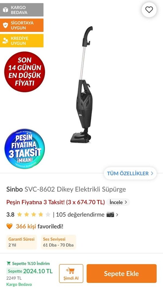 SİNBO SVC-8602 ELEKTRİKLİ DİKEY SÜPÜRGE - 6