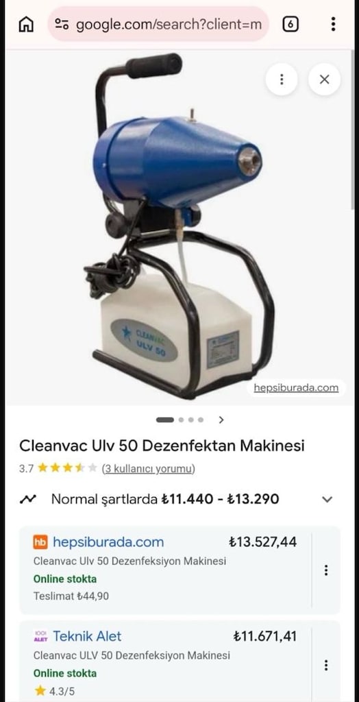 İlaçlama dezenfekte makinası 0 dan farksız