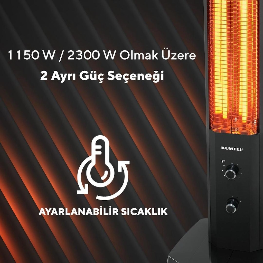 Elektrikli Isıtıcı (Kumtel MH-1800 Orbit 1800 W kule tipi infrared) - 5