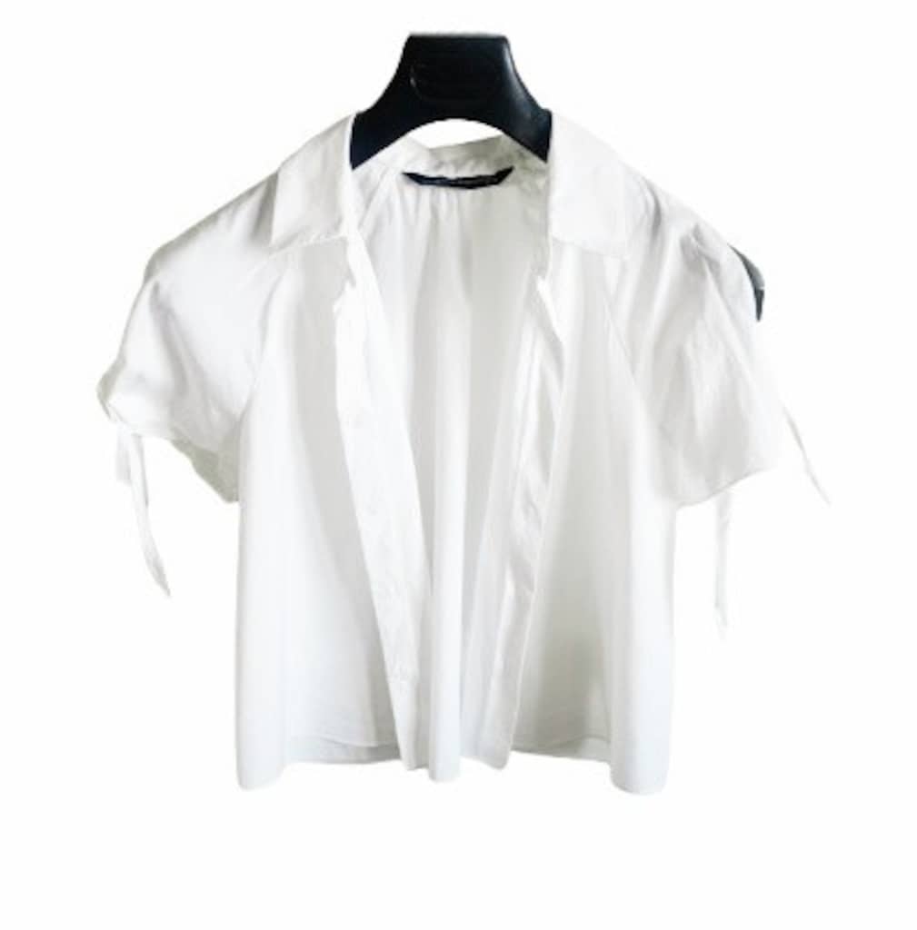 Zara Woman Beyaz Omuz Detaylı Crop Bluz — görsel 4/7