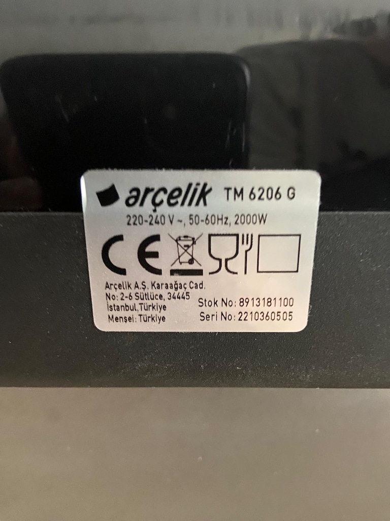 Arçelik TM 6206 G 2000 W Tost Makinesi – YEDEK PARÇA NİYETİNE - 7