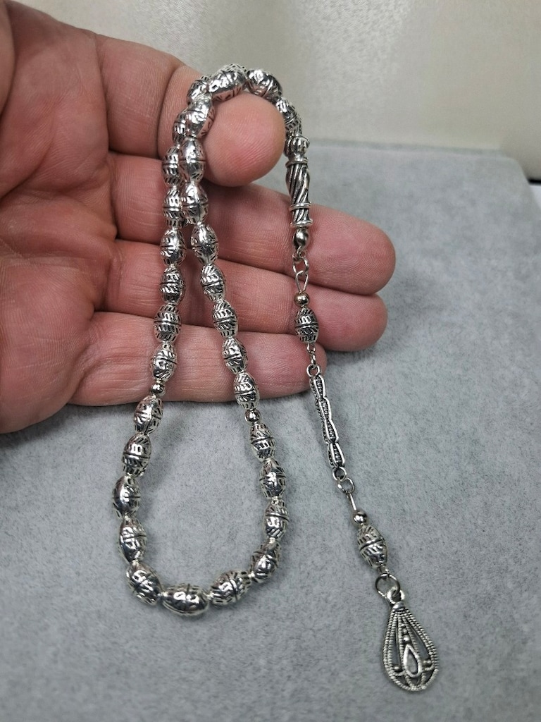 Gümüş Renk Pirinç kaplama Tesbih 36 83 gr - 2