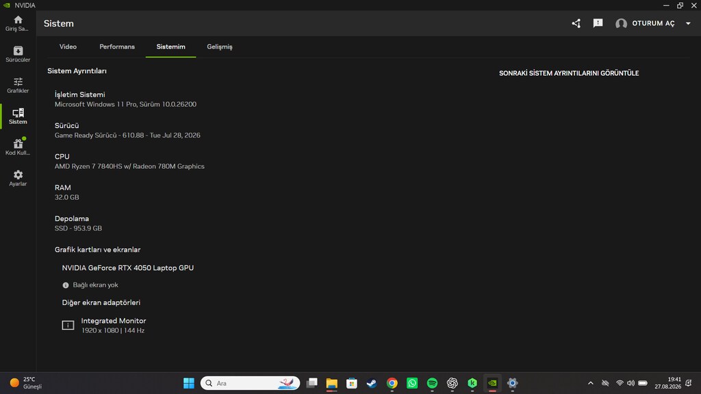 ÖZEL ÜRETİM HP Victus 16, 32gb Ram, RTX 4050, Ryzen 7 7840HS, 1TB - 19
