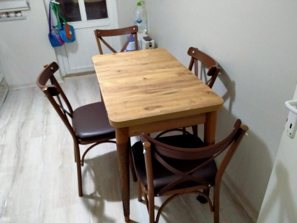 Mdf açılabilir yemek masası dört adet sandalye - 2