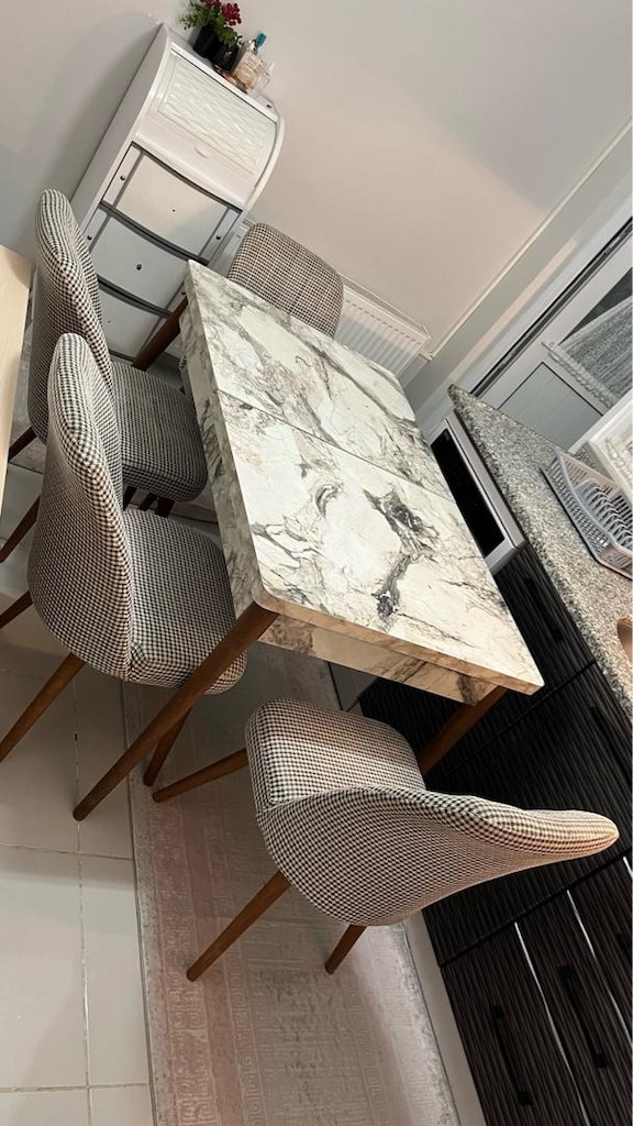 Mermer Desenli Açılır Yemek / Mutfak Masası - 8