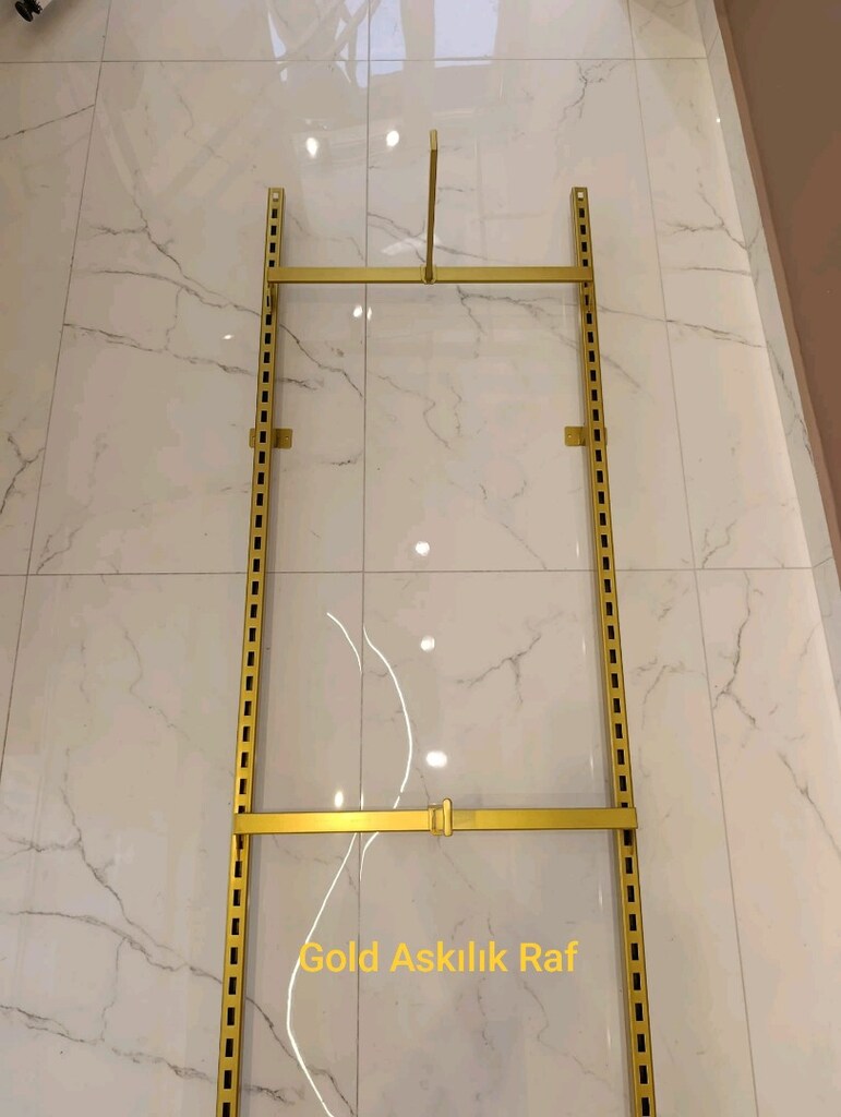 Metal Askılık, Metal Raf, Vitrin Askısı, Ayarlanabilir Askılık, Gold - 3