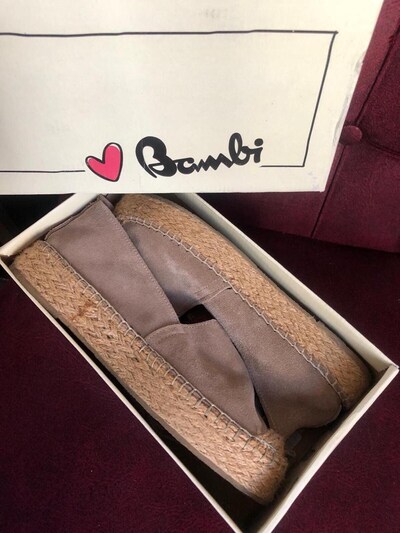 bambi hakiki süet vizon espadril