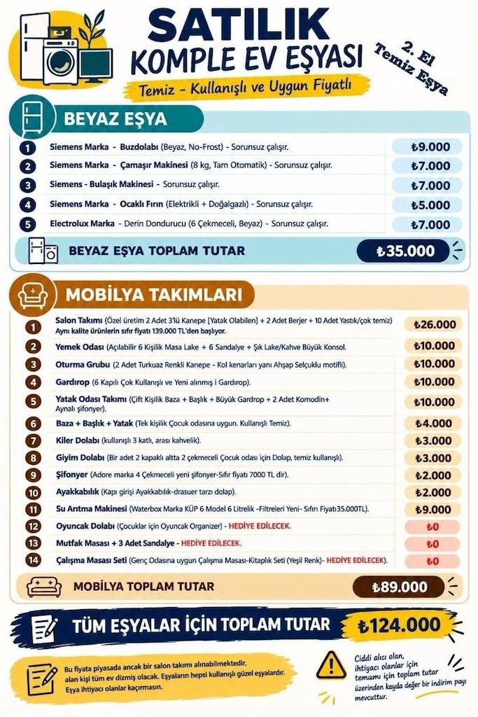 Çamaşır Makinesi (Satılık Temiz 2. El Komple Ev eşyası) - 2