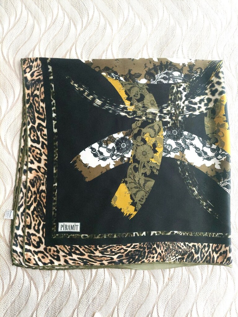 PİRAMİT leopar-elips desenli eşarp - 8
