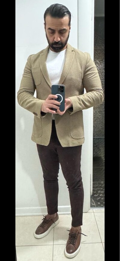 Avva Bej, Slim Fit, Dokulu Blazer Ceket