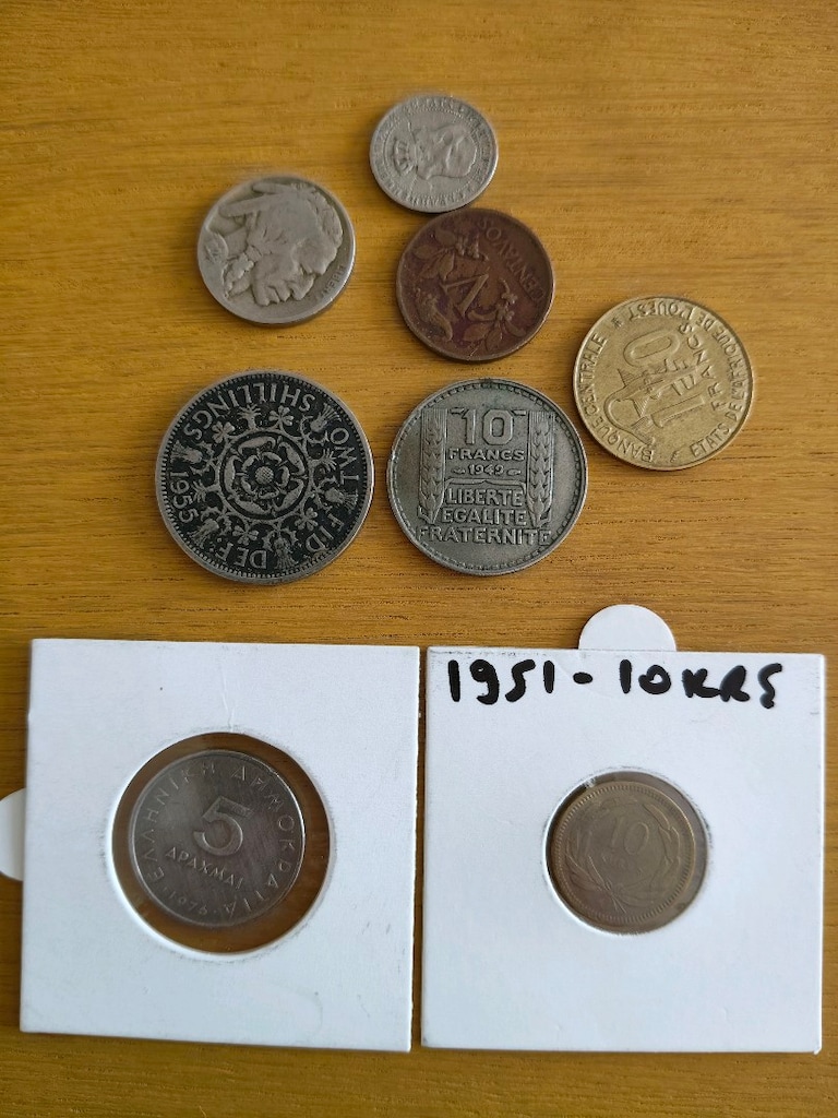 8 Adet Dünya Koleksiyon Parası Lotu | Elizabeth Şilin, Buffalo Nickel, - 2