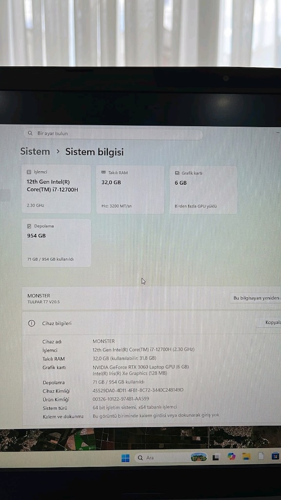 Monster Tulpar T7 V20.5 | i7-12700H | RTX 3060 6GB | 32GB RAM - 3