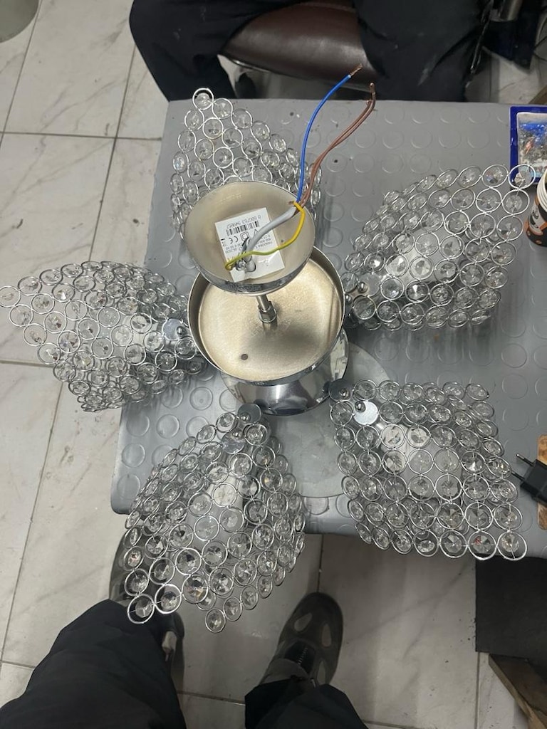 Lüks Modern Kristal Kanatlı Sarkıt Avize Krom 5’li - Ampuller Hediye - 2