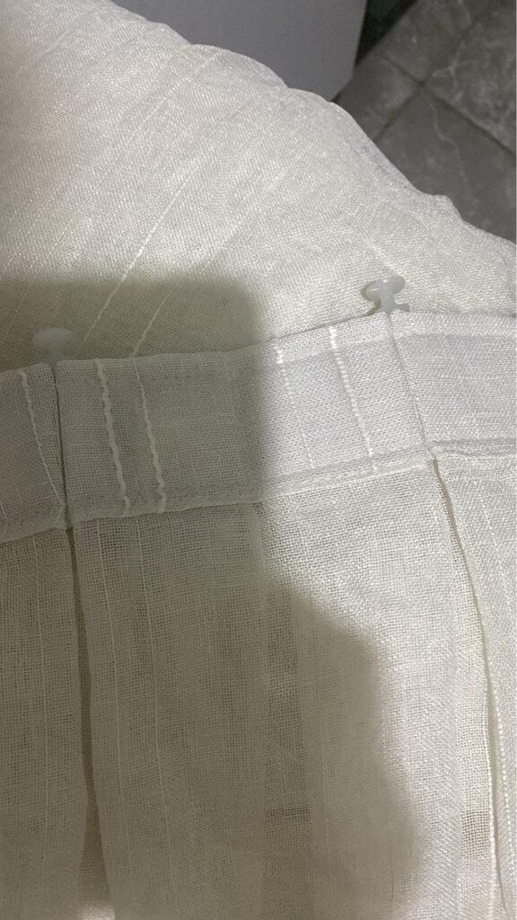 1.50 cm en 2.72 boy aynı ölçülerde 3 parça keten tül perde krem rengi - 2