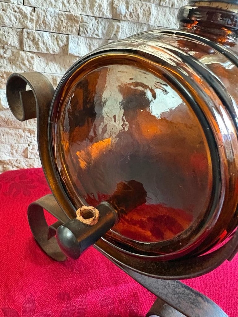 Ferforje Standlı Vintage Cam İçki Fıçısı – 1.5 Litre (Dönem Ürünü) - 17
