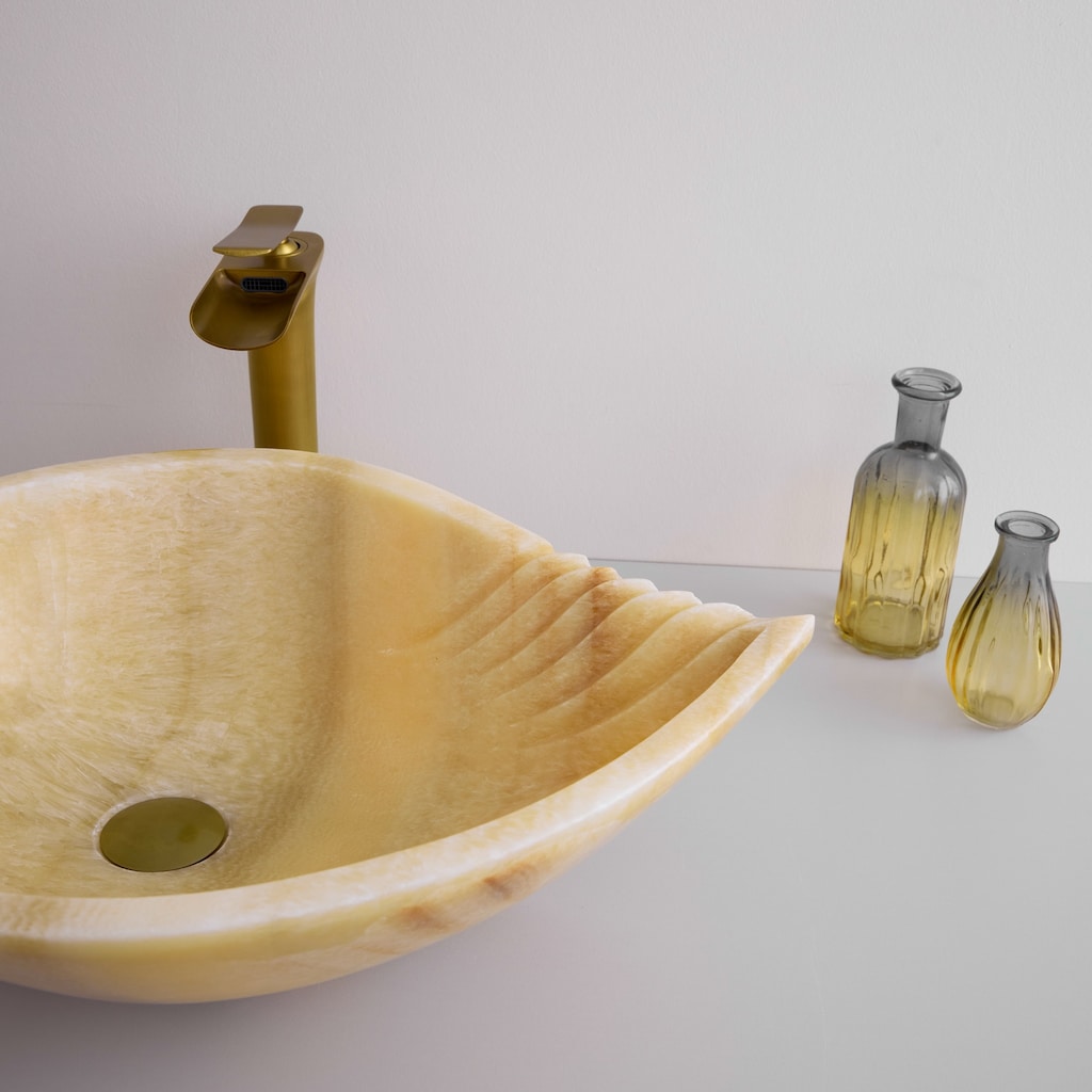 Bal Onyx Yaprak Desenli Lavabo - 5