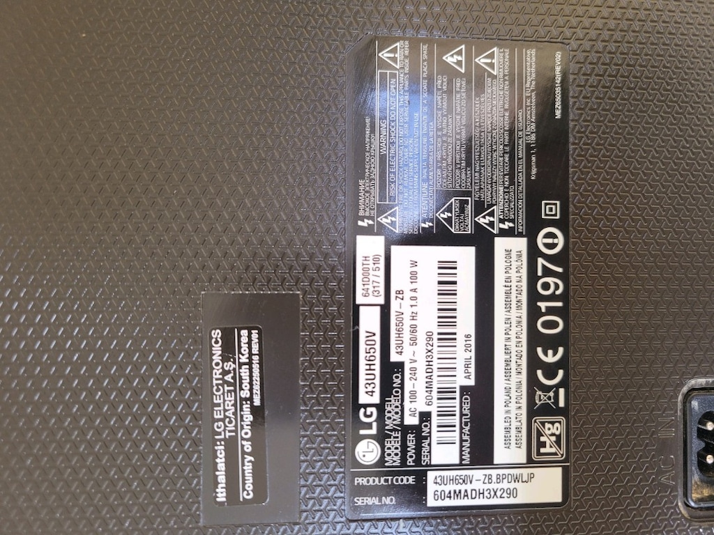 Lg 43UH650V erkanı kırık televizyon - 2