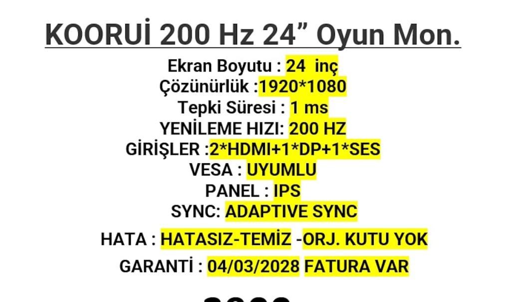 KOORUİ 200 Hz 24” Oyun Monitörü - 6