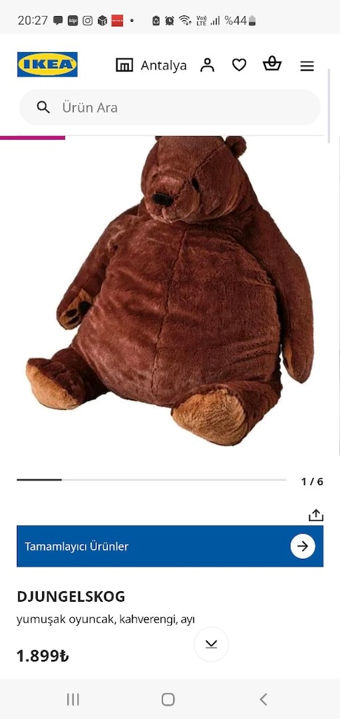 Ikea büyük dev ayı peluş oyuncak çocuk bebek minder ayı - 6