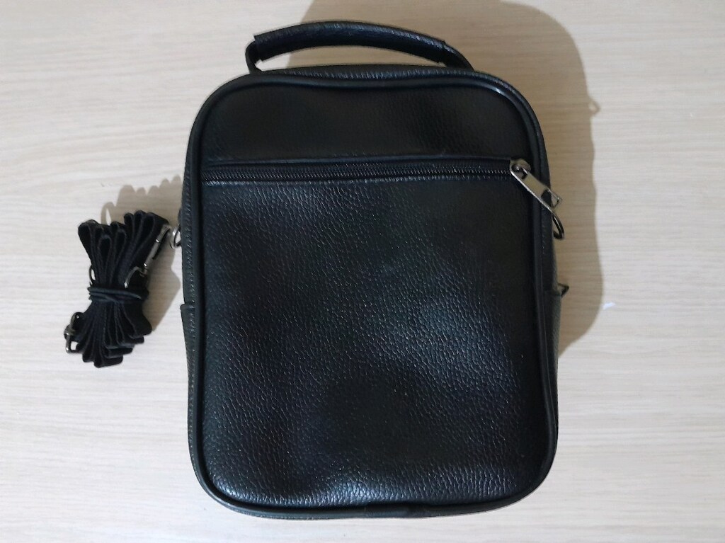 Newish Polo Erkek Siyah Deri Ayarlanabilir Günlük Omuz ve El Çantası - 4