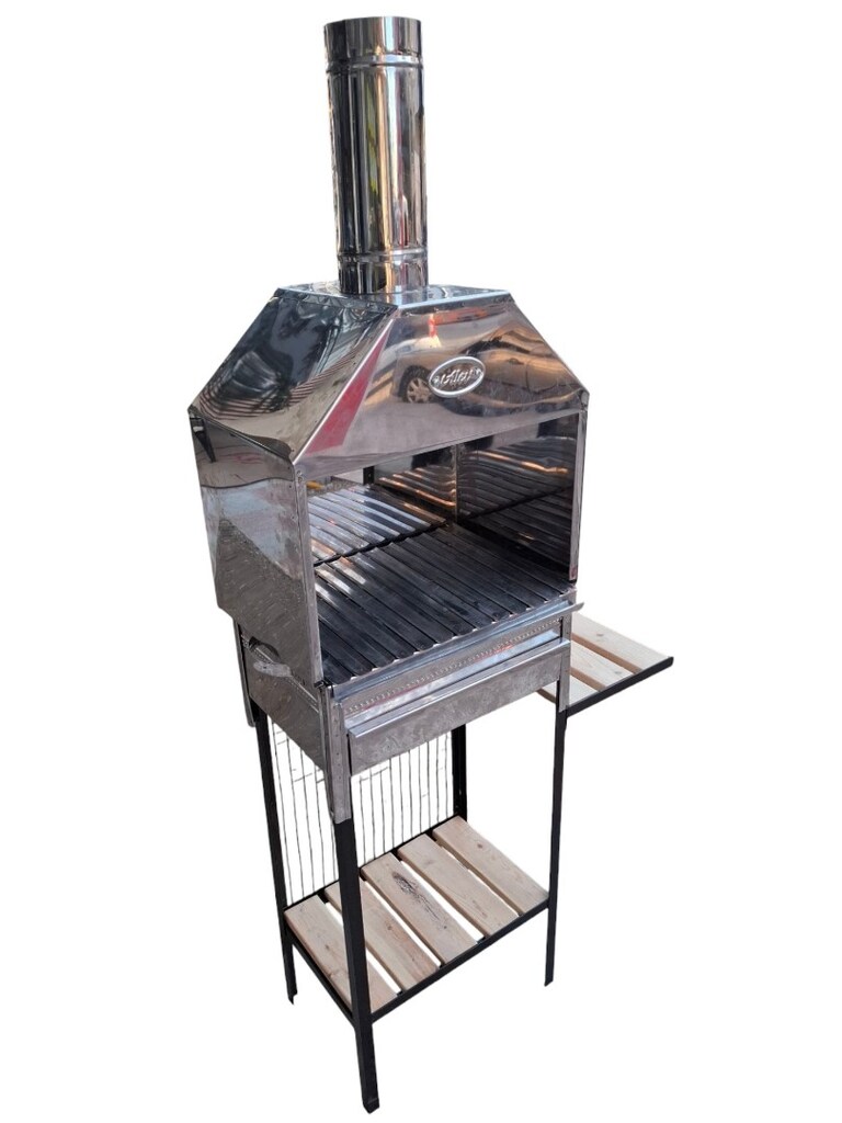 Çelik 50x37 cm Davlumbazlı Çekmeceli yan ahşap sehpahalı mangal - 2