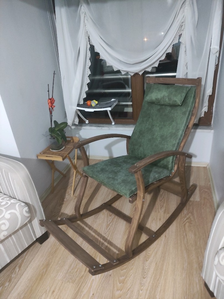 Emideco Ahşap Sallanır Sandalye, Sallanan Dinlenme Sandalyesi, Haki - 2
