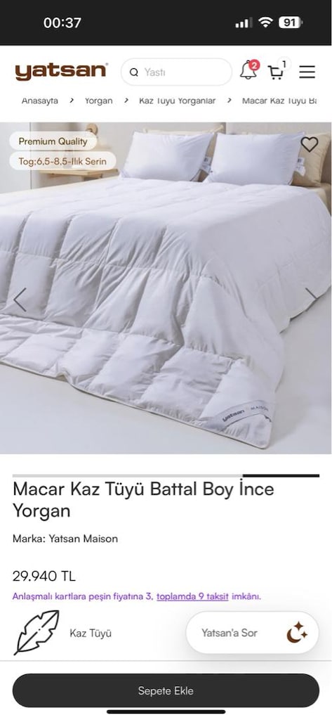 Yatsan Çift Kişilik Yorgan - 5