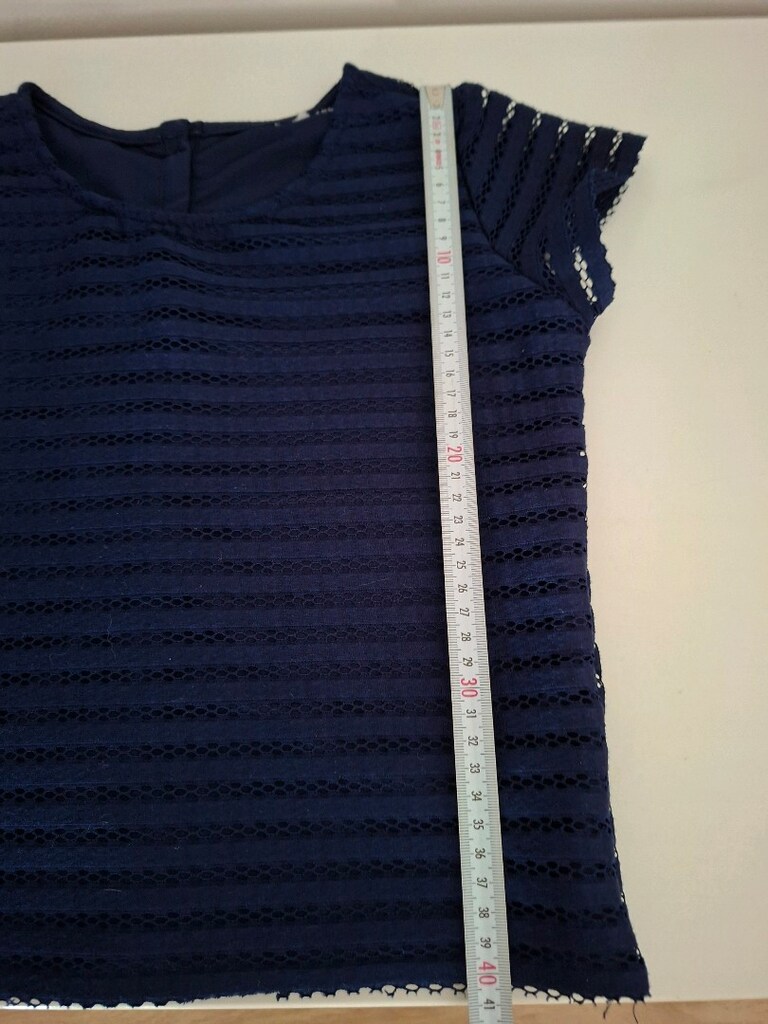 Lacivert Dantel Detaylı Kısa Kollu Bluz - 3
