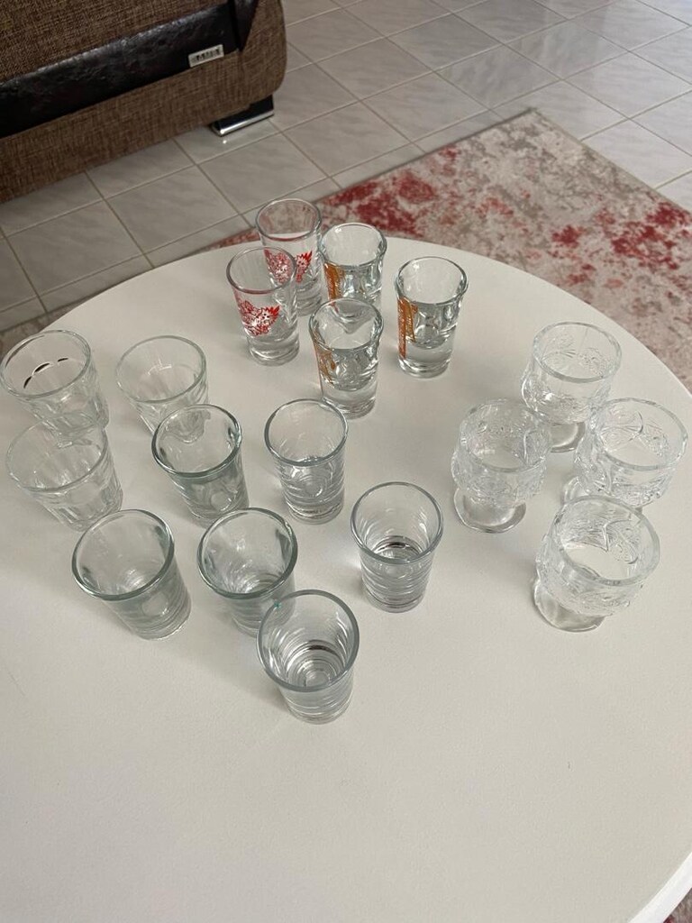 18 adet kristal ve düz şat bardakları - 3