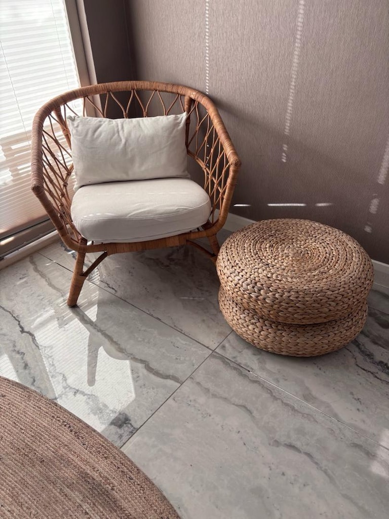 Ikea Rattan Koltuk + 2 adet Puf - 2