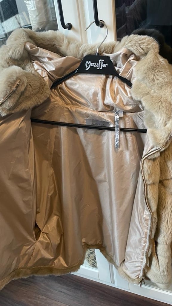 Marella sport yarasa kol, kapüşonlu suni peluş kürk - 4