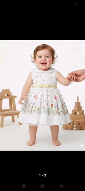 ÇİÇEK BAHÇESİ BEYAZ BEBEK ELBİSE 1 YAŞ LCW KOTON BABY