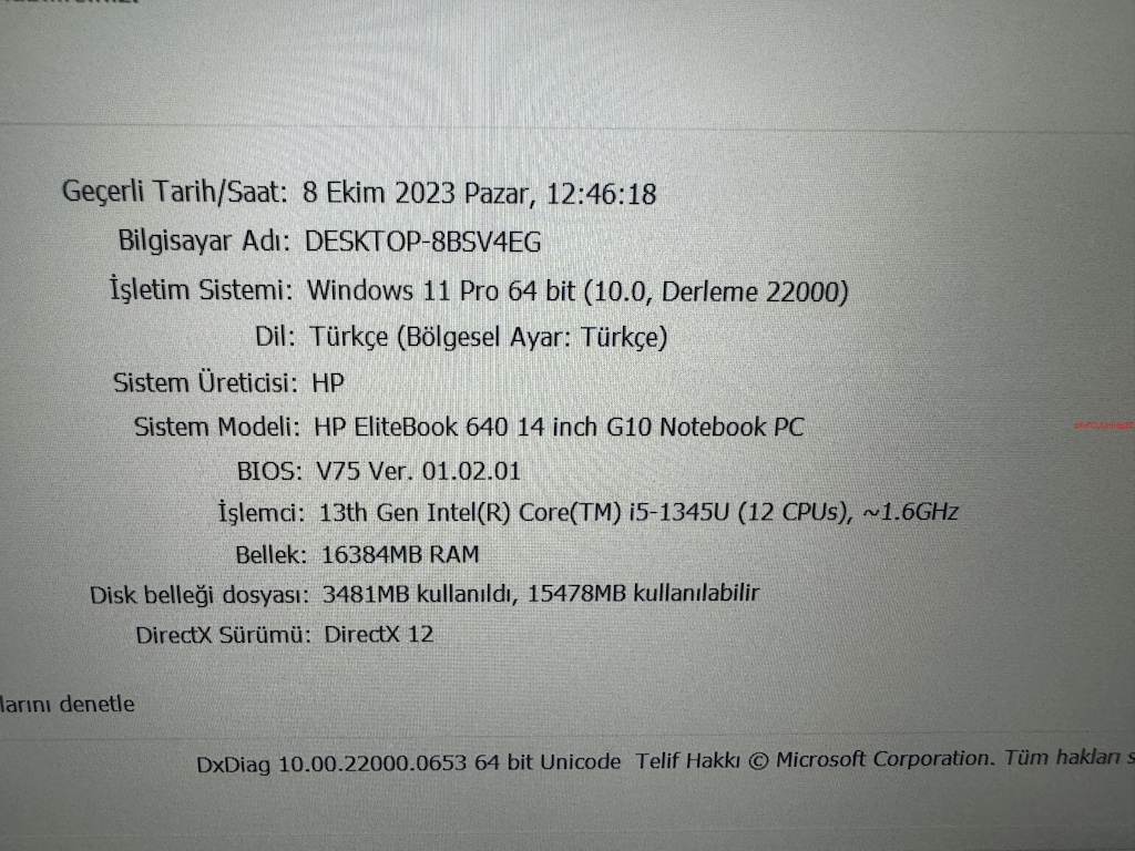 HP İ5 13. NESİL 16 GB RAM 256 M2SSD - 7