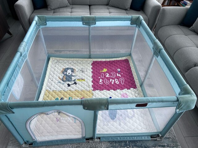 EleleParma 2in1 Oyun Parkı Oyun Alanı ve Oyun Matı Halısı 125x125 cm