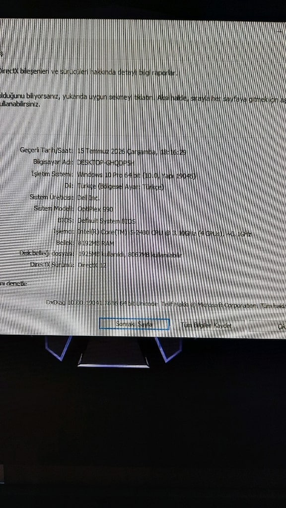 Dell Optilex 990 İntel i5 2400 işlemci 8gb ram 250gb hdd Yer Mamak - 11