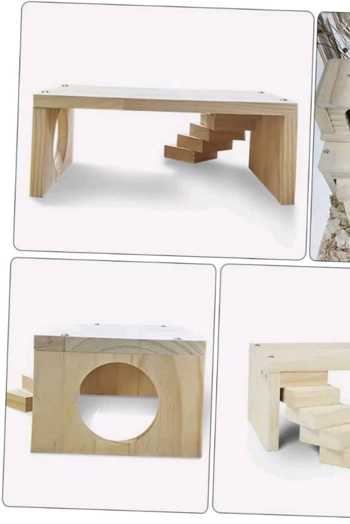 Ahşap Hamster Tırmanma Platformu Merdivenli - 3