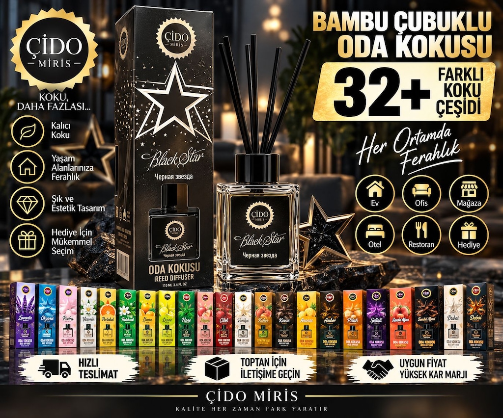 (AÇIKLAMAYI OKU) ÇİDO MİRİS BLACK STAR ODA KOKUSU 100ML